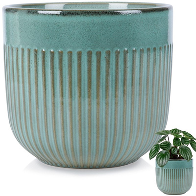 Flower Pot Porcelain Green 17 cm