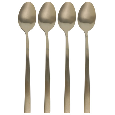 Long Handle Spoons Steel Golden 4 pcs