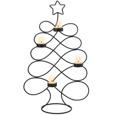 Candle Holder Metal Black Tree 49 cm