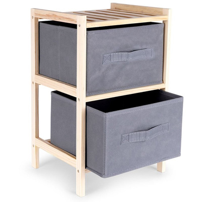 Cabinet Wooden Gray with Two Drawers 46 cm