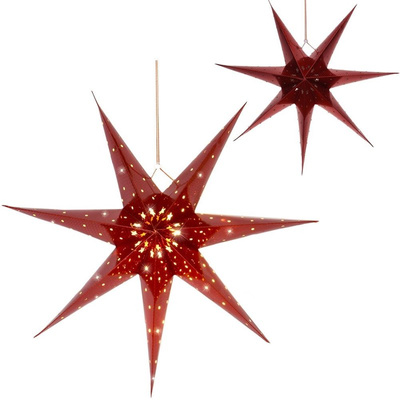 Lighted Star Paper Red Hanging 60 cm