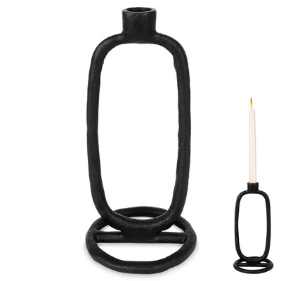 Candle Holder Aluminum Black 24 cm