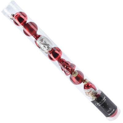 Bombki choinkowe nietłukące czerwone 3 / 5 cm 9 szt.