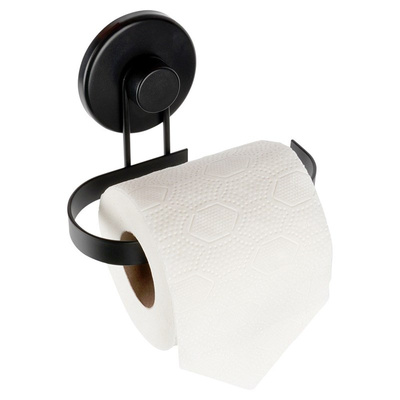 Toilet Roll Holder Metal Black with Suction Cup