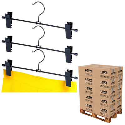 Trouser Hanger Metal Black with Clips 3 pcs (pallet of 1200 pcs)
