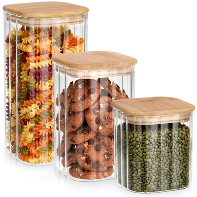 Dry Food Storage Containers Glass with Lid and Gasket 1.6 l / 1.1 l / 750 ml 3 pcs