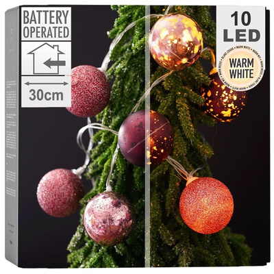 Lampki bombki świecące 10 LED fioletowe 4 cm