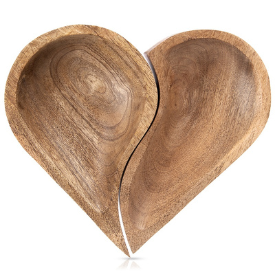 Talerz do serwowania drewniany serce MANGO 2 szt.