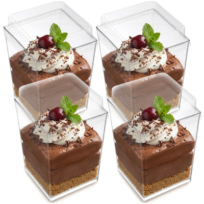 Pucharki na desery, przekąski z pokrywkami 160 ml 4 szt.