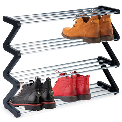 Shoe Rack Metal Black 4-Level 61.5x19x50 cm