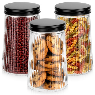 Dry Food Storage Containers Glass with Lid 1 l 3 pcs