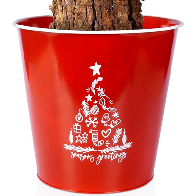 Plant Pot Metal Red Christmas 30,5x28,5 cm