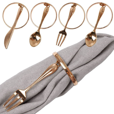 Napkin Rings Metal Golden Cutlery 4 cm 4 pcs