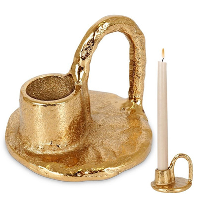 Candle Holder Aluminum Golden 8x6,5 cm