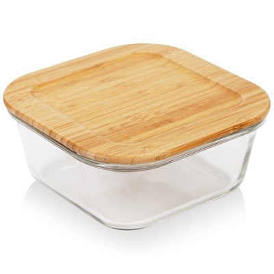 Food Container Glass with Bamboo Lid and Gasket Heat-Resistant Dish ARIZONA 1,4 l