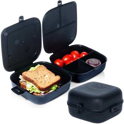 Pojemnik śniadaniowy lunchbox dzielony czarny 2x700 ml