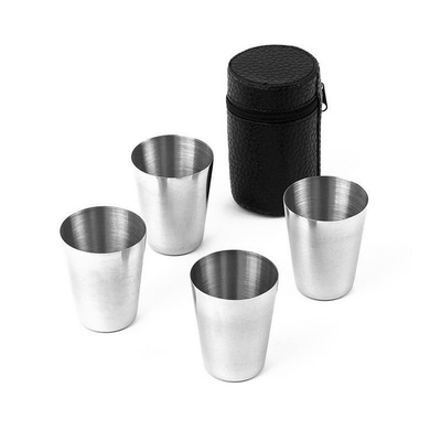 Shot Glasses with Leather Case Steel 30 ml 5 pcs