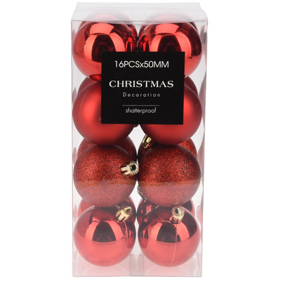 Bombki choinkowe nietłukące czerwone 5 cm 16 szt.