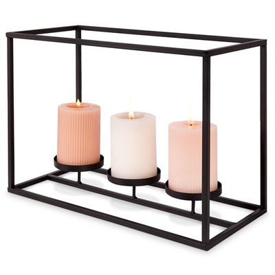 Candle Holder Metal Black for 3 Candles 36x17,5x26 cm