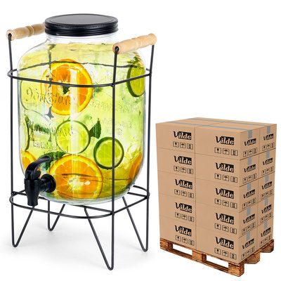 Słój do napojów z kranikiem i stojakiem czarnym 5,5 l (paleta 48 szt.)