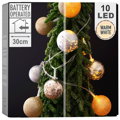 Lampki bombki świecące 10 LED szampańskie 4 cm