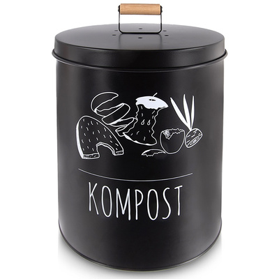 Kompostownik kuchenny z filtrem węglowym metalowy czarny BLACK 8 l