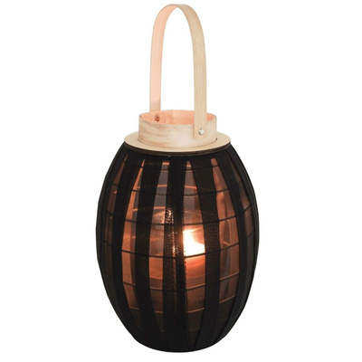 Candle Lantern Wooden Black 34 cm