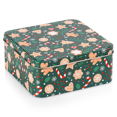 Pojemnik na ciastka metalowy puszka świąteczna 15x15x6,5 cm