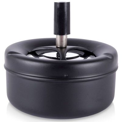 Spinning Ashtray Metal Black Rotating 11x10 cm